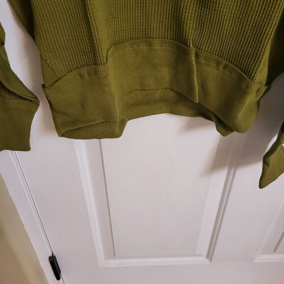 NWT Free People Santa Clara Thermal Long Sleeve Sweater Ferngully Size M-Olive - Picture 8 of 12